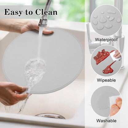 15" Faux Leather Round Placemats Set of 4, Vinyl Heat Resistant Place Mats, Waterproof Wipeable Washable Table Mats for Dining Table Kitchen Halloween Thanksgiving Christmas Dinner Decor
