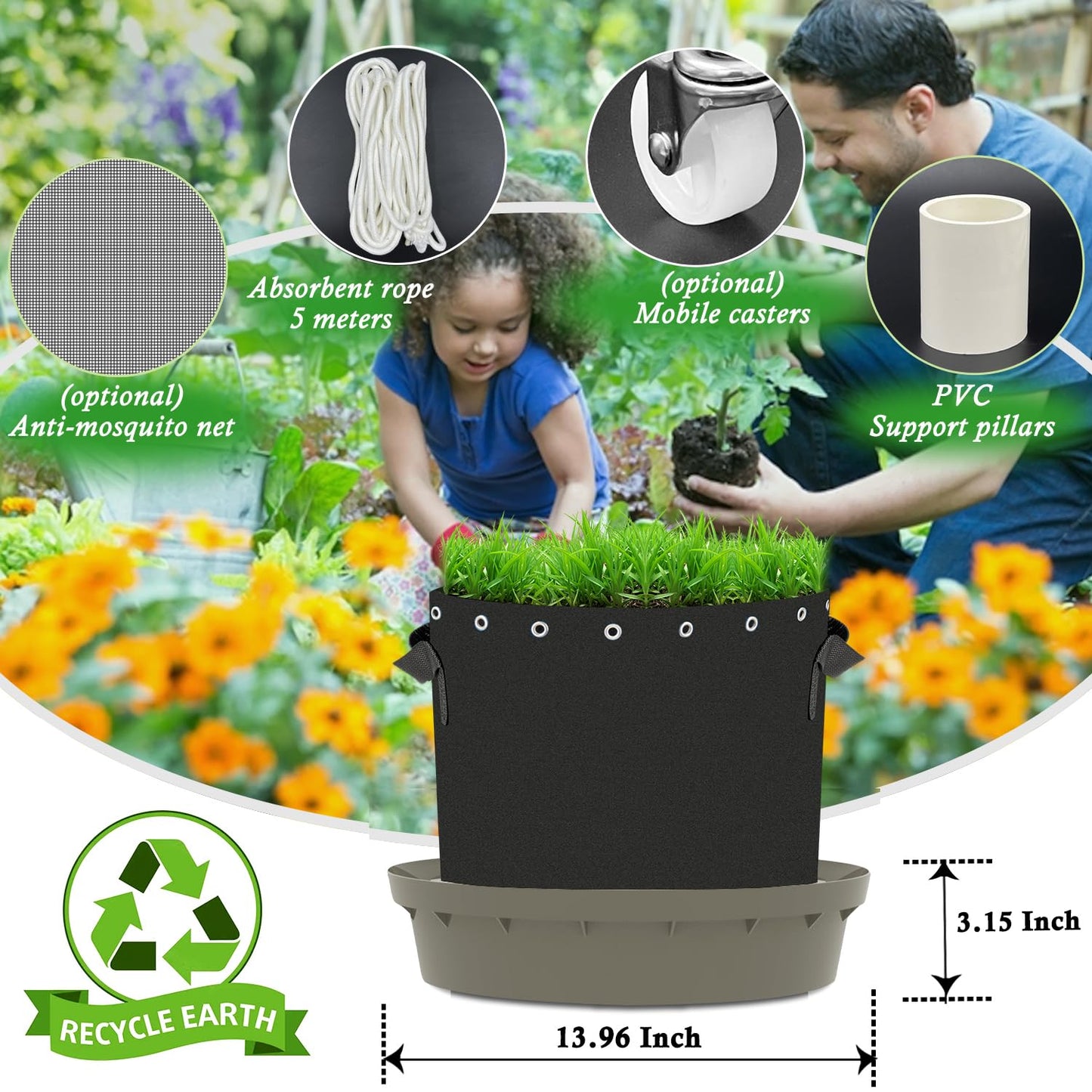 Molgoc Self-Watering Base with Visible Water Level,5-Pack,Keeps Leaves and Flying Insects Out,Maintains Water Quality, Brown.(Without Wheels).