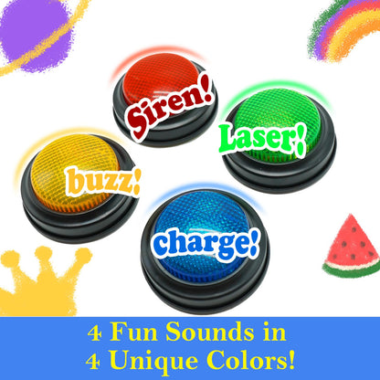Gelabur 8-Pack Buzzers for Trivia Games, Answer Buzzers for Classroom, Family Feud Jeopardy Buzzer, Game Buzzers with Lights and Sound for Classroom