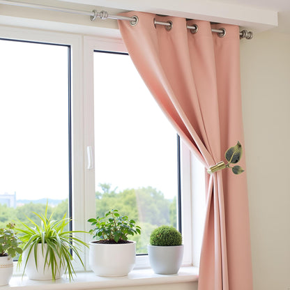 Rbeusau Leaf Shaped Heavy Duty Curtain Holdbacks 2pcs, Traditional Style Antique Brass Handmade Metal Curtain Tiebacks for Wall, Curtain Tie Hook Pull Backs for Drapes Window Home Decoration
