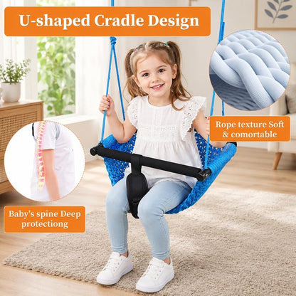 Kids Swing Seats Indoor Hand-Made Net Swing with Adjustable Rope Tree Swings for Kid Child Backyard Playground Swings Outside Indoor
