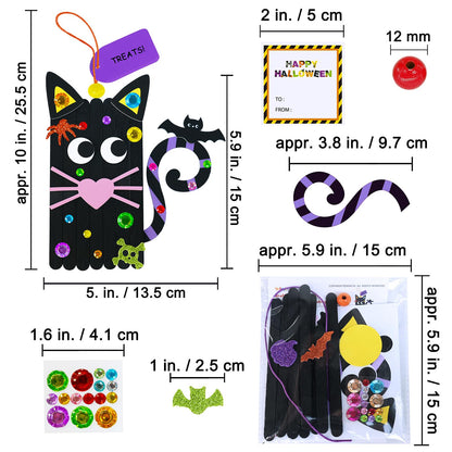 Winlyn 24 Sets Halloween Crafts Kits Fall Crafts DIY Craft Stick Halloween Ornaments Decorations Art Set Jack-O’-Lantern Ghost Foam Stickers Arts and Crafts for Kids Classroom Activities Party Favors
