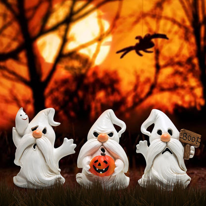 Hodao Halloween Ghost Figurines, Set of 3,Halloween Decorations White