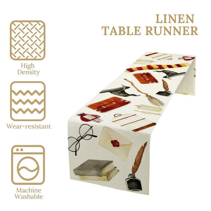 Witch Wizard Table Runner, Magical Halloween Theme Party Decoration for Home Living Room Kitchen Dining Room 13x36in