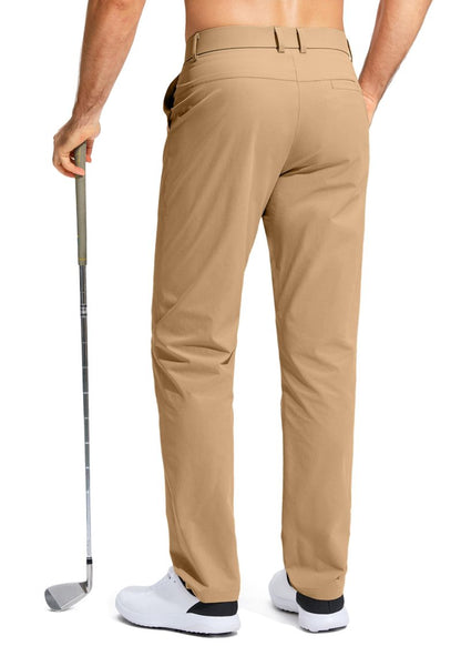 Pudolla Men's Golf Pants Work Dress Comfy Pants Casual Slacks Trousers with Pockets(Dark Khaki 42Wx34L)