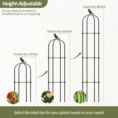 Trellume Garden Obelisk Trellis for Climbing Plants Outdoor - 69"(H), Rustproof Trellis with Adjustable Rings, Metal Plant Support for Potted Vines, Garden Trellis Use for Outdoor or Indoor(1 Pack)