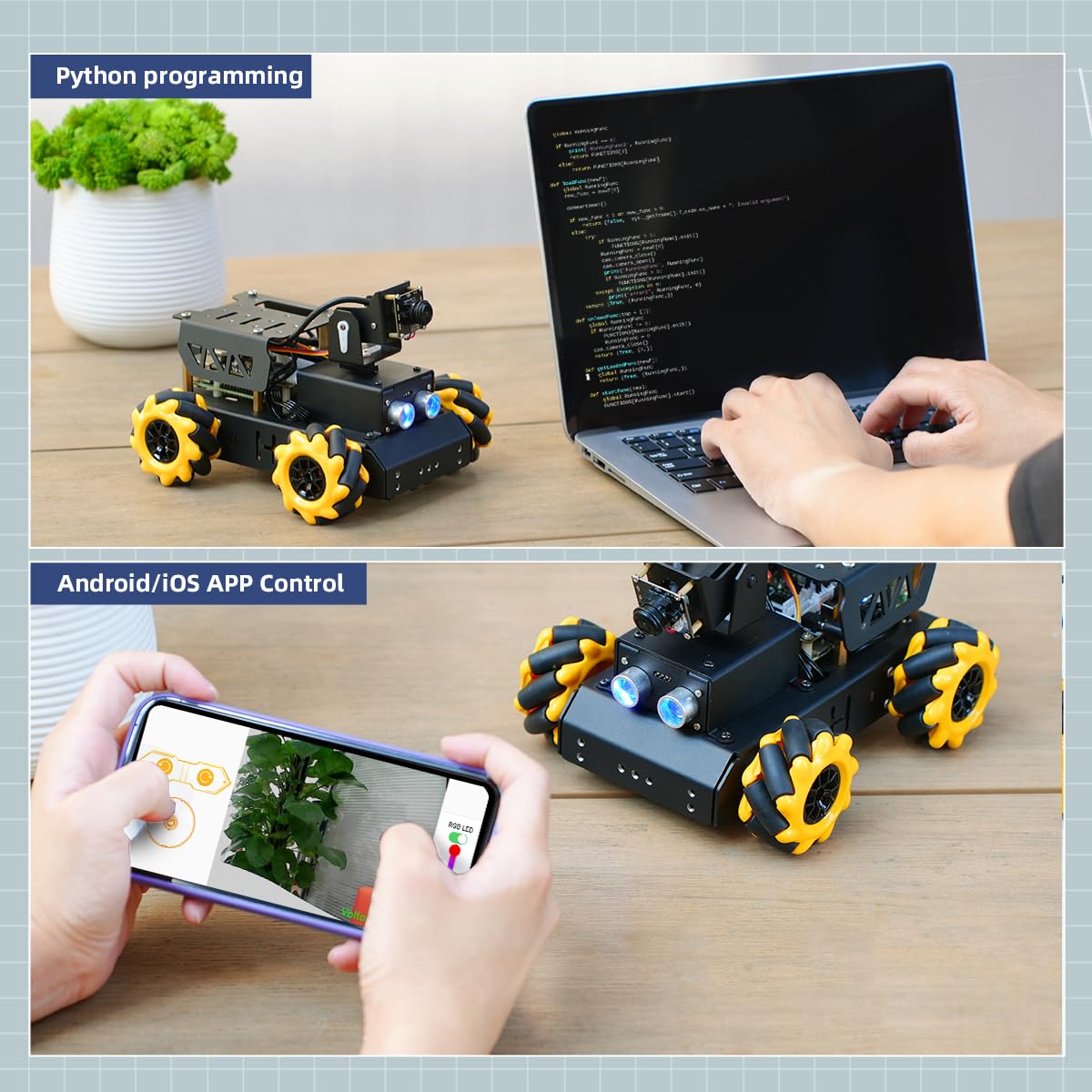 HIWONDER ROS2 Robot Car with ChatGPT Large AI Model Vision & Voice Understanding Python Programming Open Source DIY Robot Kit for Teens, TurboPi Standard Kit & Raspberry Pi 5 2GB