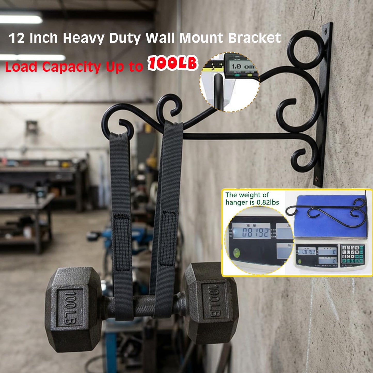 Fashion&Cool Retro Iron Hanging Plant Brackets, 12 Inch Heavy Duty Rust-Resistant Plant Hanger Hooks for Indoor/Outdoor Decoration