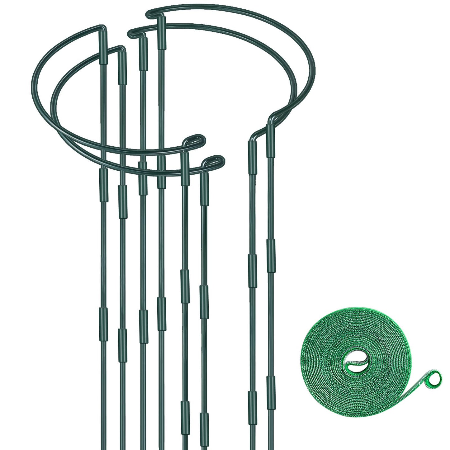 HiGift 4 Pack Height Adjustable Metal Plant Support (36" H or 24" H or 12" H), Heavy Duty Peony Cages and Supports, Half Round Tall Plant Support Ring for Outdoor Indoor Plant Hydrangea Flower