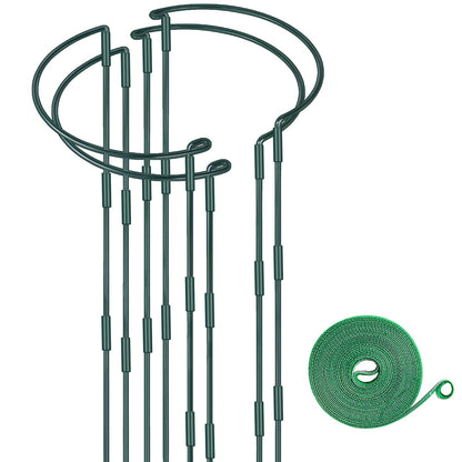 HiGift 4 Pack Height Adjustable Metal Plant Support (36" H or 24" H or 12" H), Heavy Duty Peony Cages and Supports, Half Round Tall Plant Support Ring for Outdoor Indoor Plant Hydrangea Flower