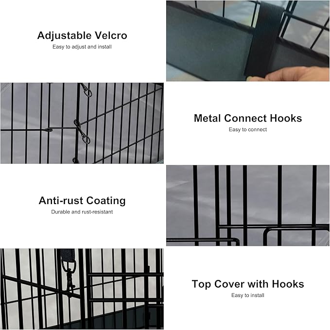 Dog Playpen with Top Cover and Bottom Pad - Foldable Metal Puppy Play Pen,24x24in 8 Panels Dog Playpen with Door for Indoor Outdoor,Heavy-Duty Pet Exercise Fence for Small Medium Animals