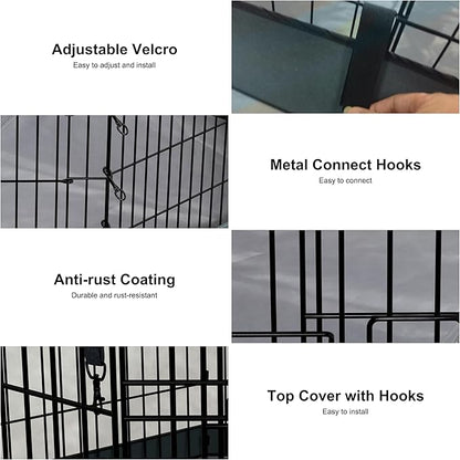 Dog Playpen with Top Cover and Bottom Pad - Foldable Metal Puppy Play Pen,24x24in 8 Panels Dog Playpen with Door for Indoor Outdoor,Heavy-Duty Pet Exercise Fence for Small Medium Animals
