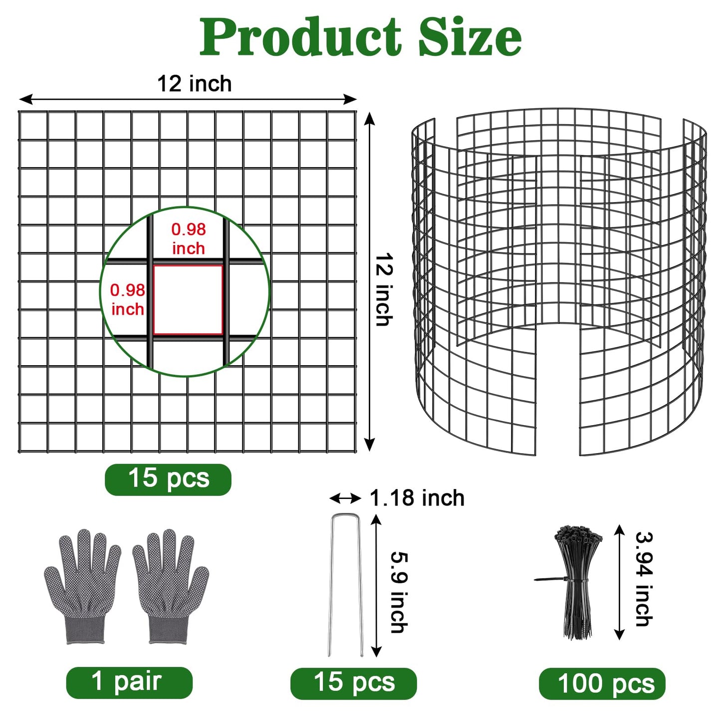 Aifanss Plant Protectors from Animals, 15pcs 12x12 Inch Metal Plant Cages for Garden Vegetables Protectors to Keep Chicken Bunny Squirrel Out, Wire Chicken Wire Cloche with Zip Ties and Stakes