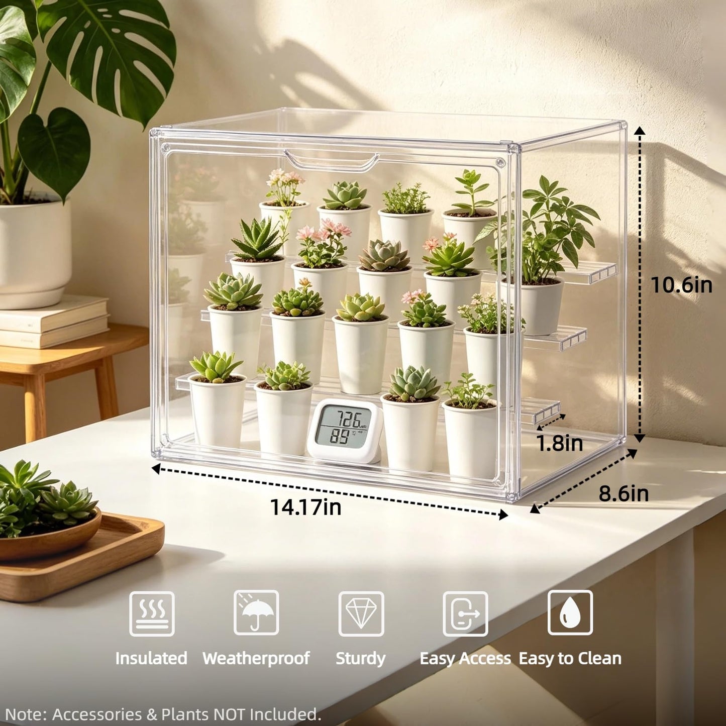 Clear Mini Greenhouse Indoor, Small Portable Tabletop Green House with Magnetic Door for Seed Starting, Plant Grow Warmer and Home Gardening Display