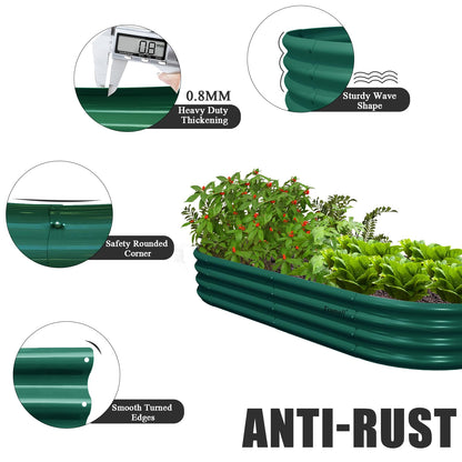 2 Pack 6x3x1ft Raised Garden Bed, 12" Tall Galvanized Metal Raised Beds for Gardening, Rust Resistant Elevated Garden Bed, Planters Box Kit for Outdoor Plants Vegetables Flowers Herbs Tomatoes, Green