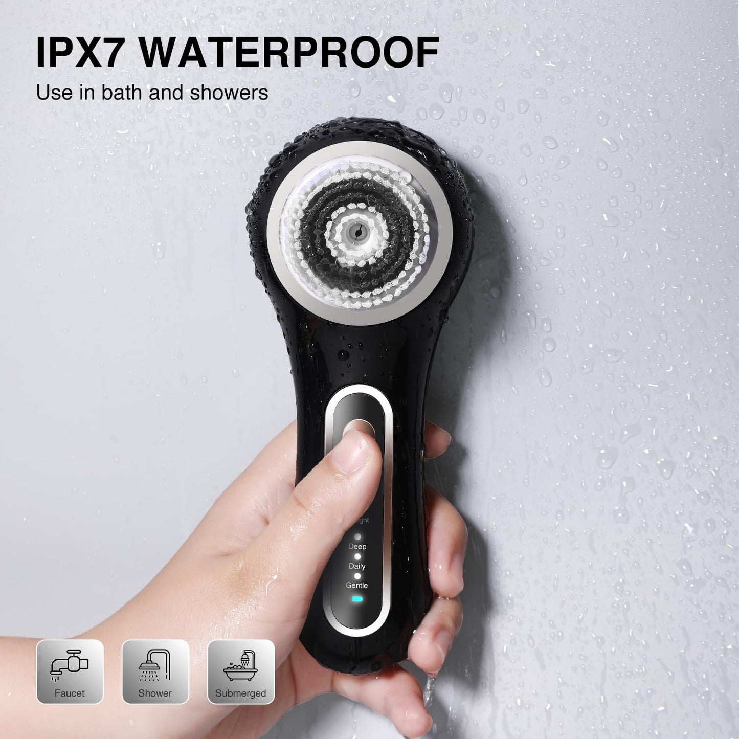 Face Scrubber Exfoliator,Facial Cleansing Brush Rechargeable IPX7 Waterproof with 5 Brush Heads,Electric Face Spin Brush for Exfoliating, Massaging and Deep Cleansing