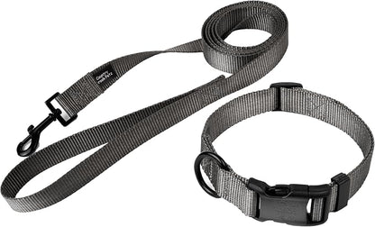 Country Brook Petz - Everyday Nylon Dog Collar and Leash - 10+ Cool Colors (1 Inch, Large, Charcoal)