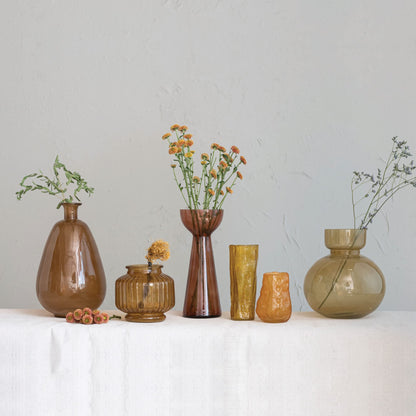 Organically Shaped Glass Vase or Candle Holder, Orange