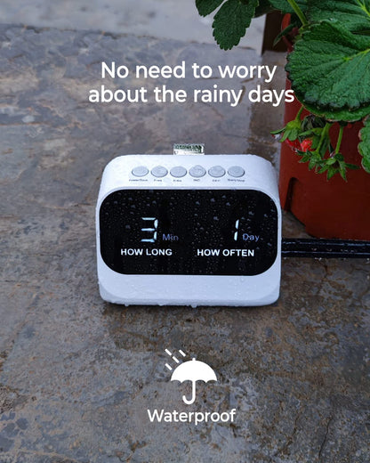 Automatic Watering System for Potted Plants, Plant Waterer, DIY Drip Irrigation Kit with Smart Timer, Waterproof LED Display & Large Capacity Battery, Precise Distribution of Water (White)
