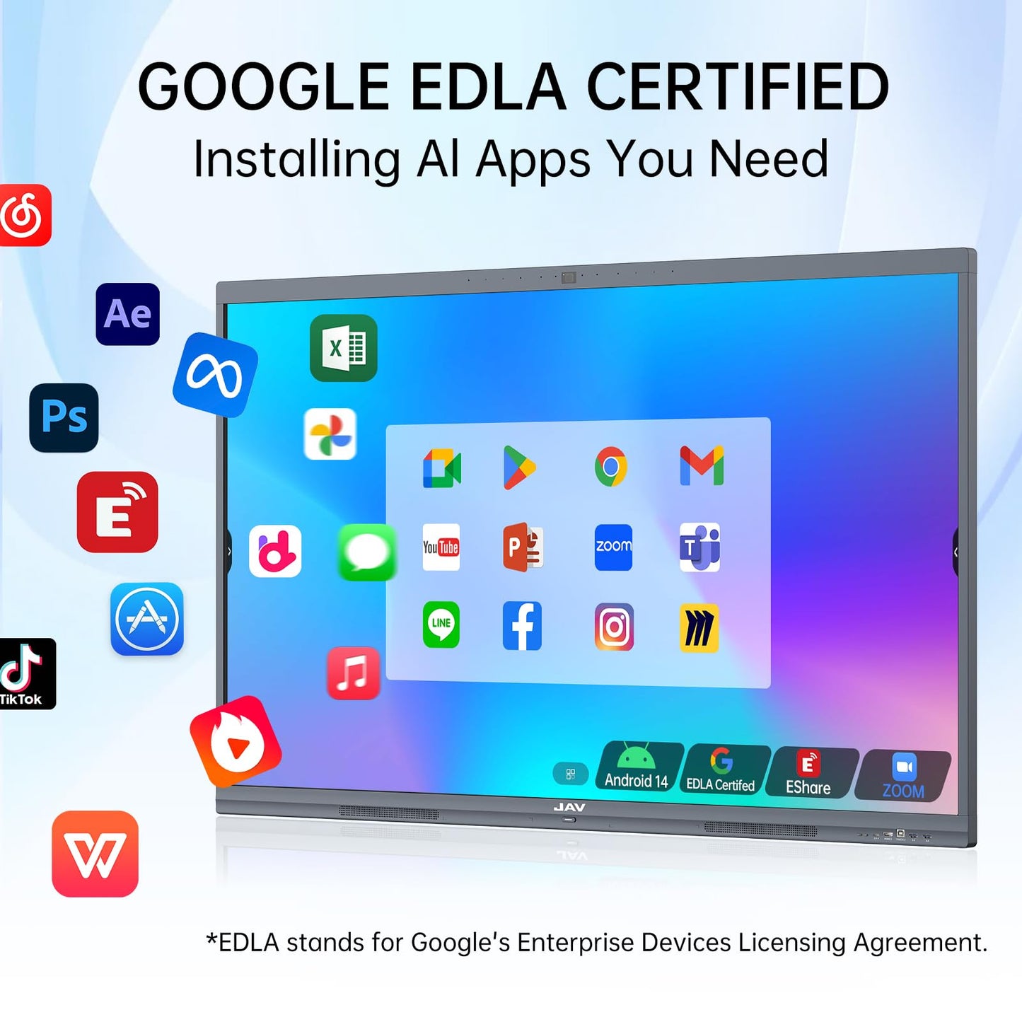 JAV Smart Board 4K UHD Interactive Whiteboard with EDLA Certification Built-in Android OS for Classroom Office Home Digital Display 8+128 GB for Hybrid Work (75 Inch)