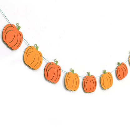 Felt Pumpkin Garland - Halloween Pumpkin Banner, Thanksgiving Felt Double Layers Pumpkin Garland, Cute Pumpkin Banner for Halloween or Fall Harvest Party