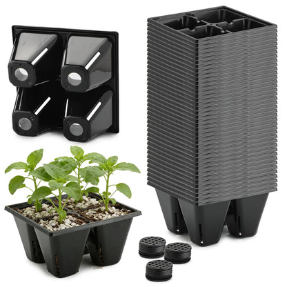 RooTrimmer 5 Pack 1020 Trays and 40 Pack Reusable 4-Cell Seed Starter Tray for Seedlings