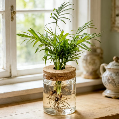 QeemTaco 4Pcs Glass Plant Propagation Vase with Wooden Stopper, Hydroponic Terrarium Cylinder Bottle for Plant Cuttings, Modern Desktop Plant Holder for Home Office Decor