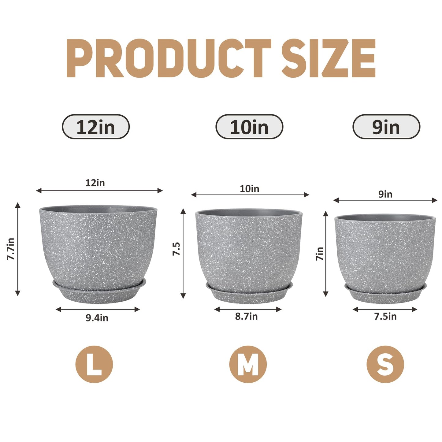 YNNICO Indoor Self Watering Planters with Drainage Holes and Saucers