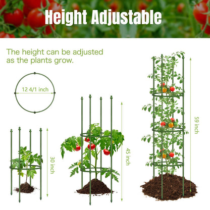 joyhalo 2 Pack Tomato Cage for Garden, Up to 59 Inch Heavy-Duty Tomato Trellis, Height Adjustable Garden Trellis for Climbing Plants Vegetables Flowers Cucumber Peony