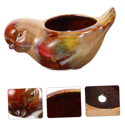 Happyyami Creative Ceramic Succulent Planter Pot with Bird Design Small Indoor Decorative Flower Pot for Succulent Planting and Home Gardening Gift for Garden Lovers