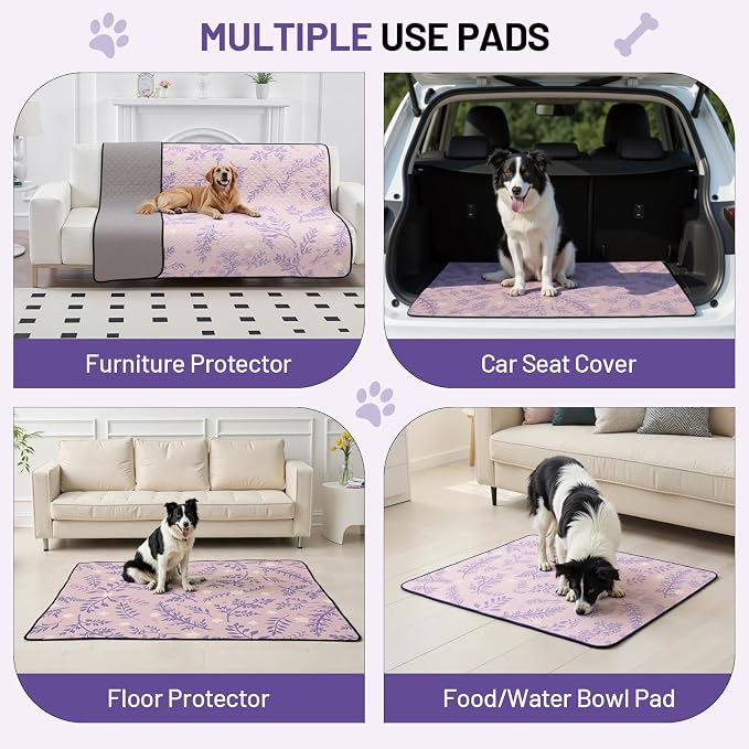 Washable Dog Pee Pads - Absorbent Reusable Puppy Training Pads, Waterproof Leak - Proof & Non - Slip for Crate Whelping Potty Training 24x36 (Pack of 2)