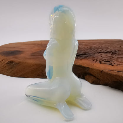 NsmjodStone Natural Opal Hand Carved Female Model,Crystal Quartz Kneeling Female Model Carving,Reiki Healing Crystal,Home Decor,Crystal Gift 1PC