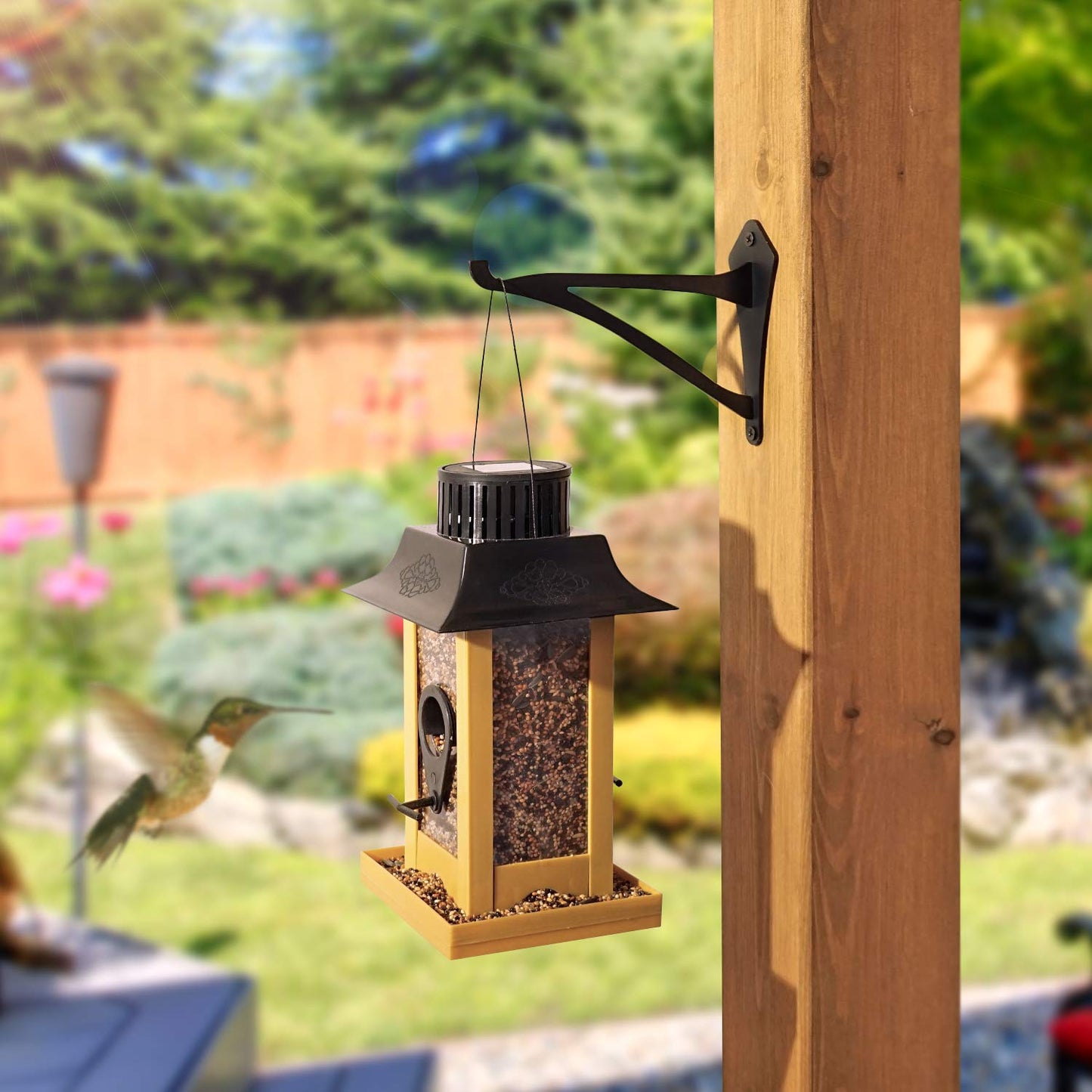 VEEBOOD 2 Piece 6" Outdoor Indoor Decorative Small Planter Lantern Hooks for Wall Hanging Windchime Hummingbird Feeder Hangers, Black