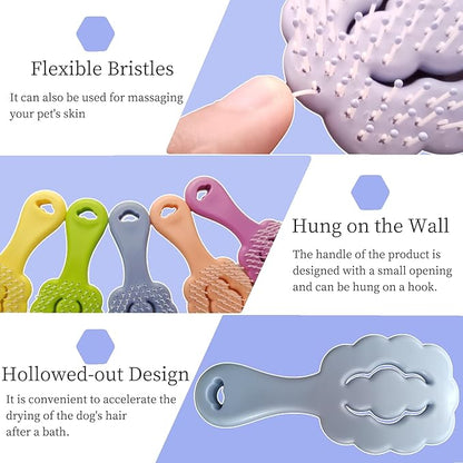 Cloud-Shaped Soft Bristle Small Dog Brush - Hollow Back Design for Easy Grooming - Ideal for Yorkie, Shih Tzu, Maltese Maltipoo Pomeranian- Puppy Essentials , Pet Hair Removal Essentials (Blue)