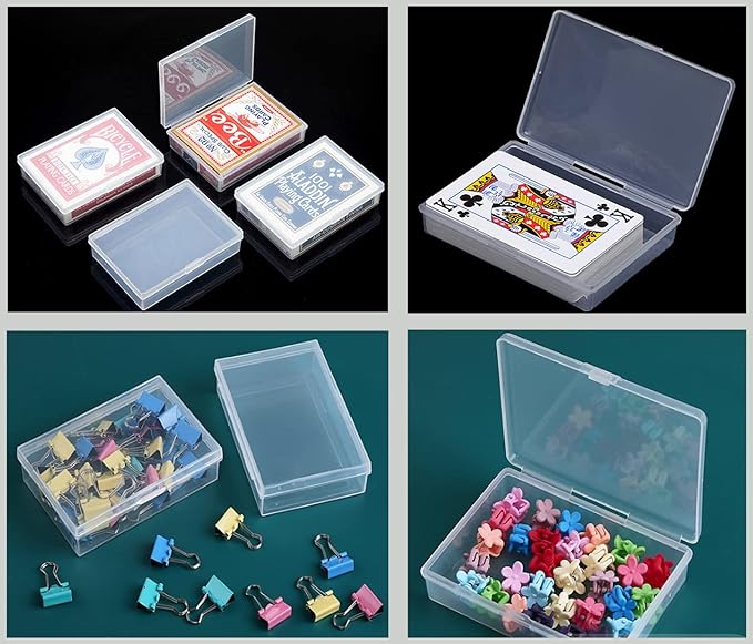 Clear Plastic Playing Card Boxes Snaps Closed Poker Gaming Playing Card Deck Cases Holder Plastic Storage Box Clear Trading Card Box Card Storage Organizer for Bank Business Card (18Pcs)