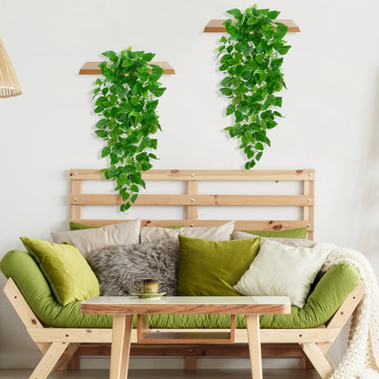 BLEUM CADE 2Pcs Fake Hanging Plants, 9 Branch Artificial Hanging Plant, Lush Faux Pothos Vines for Home Room Wall Shelf Porch Outdoor Indoor Decor (No Baskets)