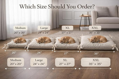 Hemp Pet Bed for Dogs and Cats, Natural Washable Pet Cushion, Soft Floor Pillow with 800 g Filling, Hemp Fabric 180 g/m² (X-Large)