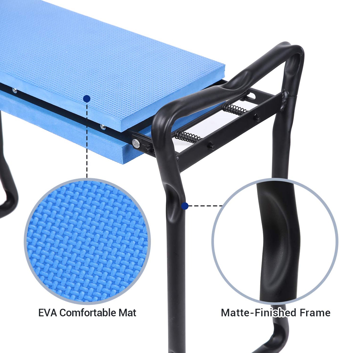Ohuhu Garden Stool Garden Kneeler and Seat, Foldable Gardening Bench Heavy Duty with Thicker Wider Kneeling Pad 2 Large Tool Pouches Gifts for Fathers Day Men Gardener Parents Elders Friends