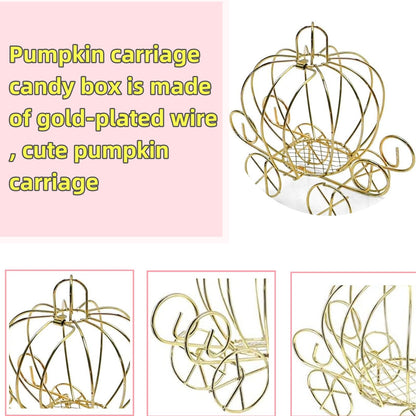 Haokixin 5Pcs Cinderella Carriage Centerpiece, Princess Carriage Candy Box, Halloween Pumpkin Candy Holder, Plated Pumpkin Carriage Decor for Tables Birthday Wedding Party Decorations