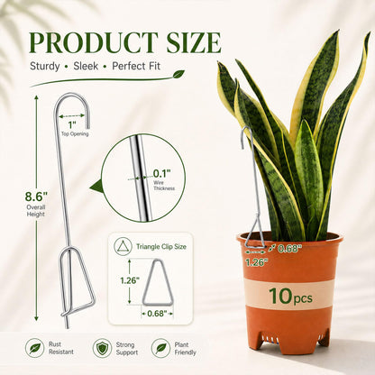 Blulu 10 Pcs 7.6 Inch Orchid Hanger Clip on Pot Hanger for Orchids Metal Wall Pot Hooks for Indoor and Outdoor Vertical Garden Plants