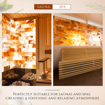 Swiffen 6 Pcs Himalayan Salt Tiles for Sauna Spa, 8 x 4 x 2 Inches, Natural Pink Salt Bricks Bulk Stone Blocks for Building Sauna Room, Spa Walls, Massage, Dry Aging, Wellness Centers, Home DIY Decor
