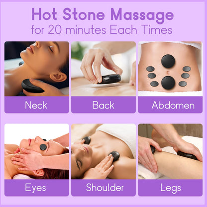 AICNLY 12 Pieces Hot Stone Massage Set-Professional Massage Tool for Spa, Cellulite Massage, Lymphatic Drainage, Relieve Tension and Muscle Pain, Basalt Rocks Premium Set
