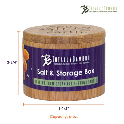 Totally Bamboo Salt Cellar Bamboo Storage Box with Magnetic Swivel Lid, 6 Ounce Capacity, You are the Salt of the Earth Matthew 5:13 Engraved on Lid