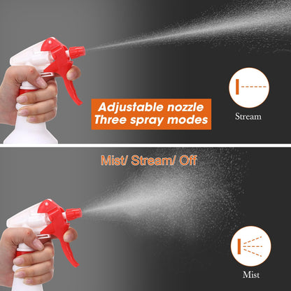 Eccliy 12 Pcs 16 Oz Plastic Spray Bottle, Adjustable Empty Reusable Sprayer for Cleaning, Planting, Water, Bathroom and Kitchen, BBQ, Commercial and Residential (Original,Red)