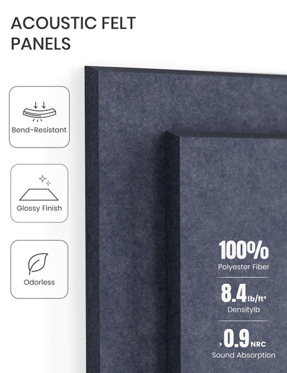 Felt Bulletin Board Tiles -28"x18" Cork Board Alternative for Office Decor, Push Pin Board Wall Organizer 6-Pack - Navy Blue