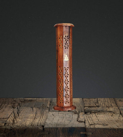Handmade Buddha Wooden Incense Cone Tower Incense Stick Burner Stand Holder Ash Catcher Home Decor Utilities & Accessories