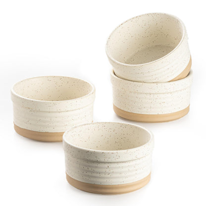 DAFUCERAMIC Ramekins 8 oz Oven Safe, Porcelain Creme Brulee Ramekins Pudding Custard Cups Small Ceramic Souffle Dishes Baking Bowls Set of 4 (Arctic White)