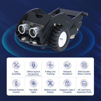 STEM Toys SharkBot Smart Car Kit Voice-Controlled ESP32 Coding Robot Robotics Kit for Kids Ages 8-12, Supports Arduino, ACECode, Programming for Classroom Home Education Birthday Gift for Boys Girls