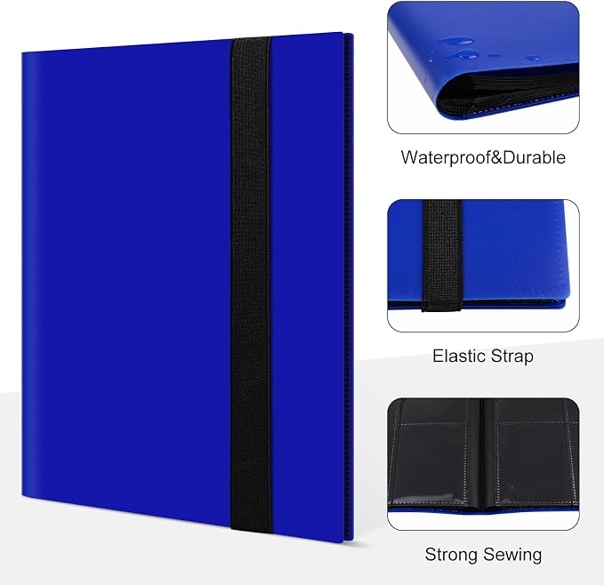 4 Pocket Card Binder for 160 Sleeves, Card Folder Ablum for Trading Cards Collection for Sports Cards, Baseball Cards, Game Cards, Mini TCG Binder Fit for MTG, Gift for Card Collector(Navy Blue)