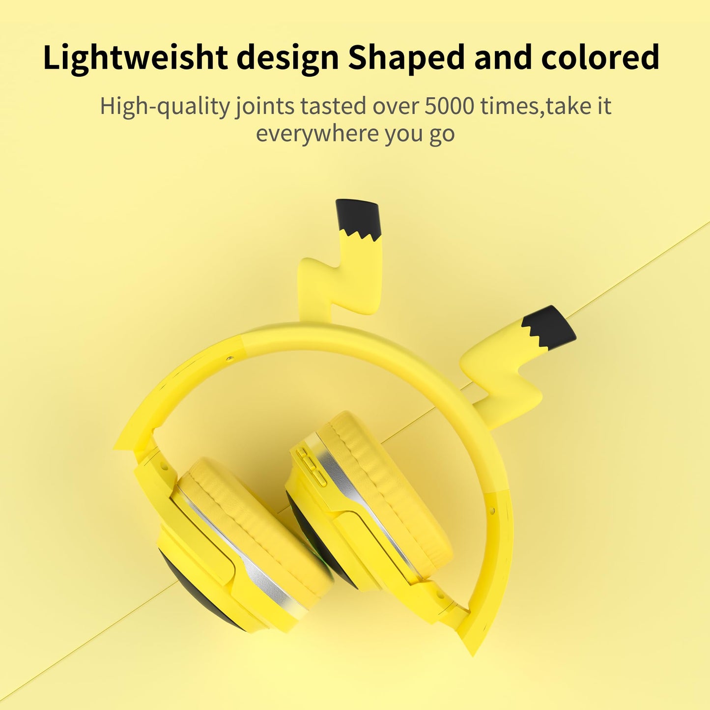 YLFASHION Wireless Kids Headphones with 7-Color LED Lights, 85dB Safe Volume & 40H Playtime – Ultra-Soft Over-Ear for School Travel